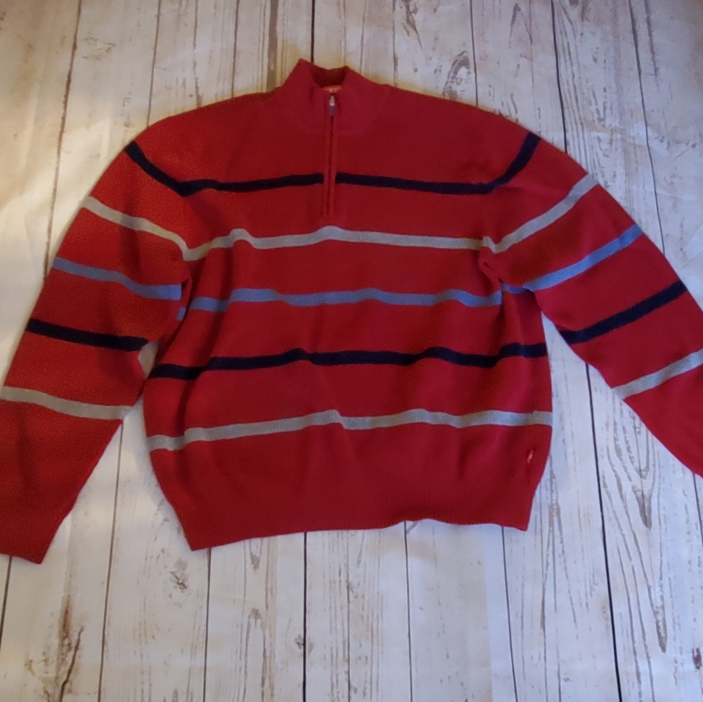 Izod striped henley style sweater red size 2XL